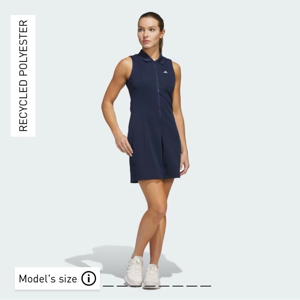 ADIDAS | NWT WOMEN’S GOLF GO-TO TWIST DRESS IN COLLEGIATE NAVY BLUE SMALL